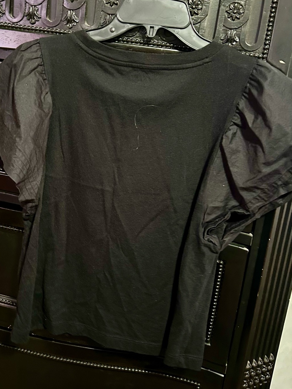 Old Navy Black Short-Sleeve Puff Sleeve Women's Top